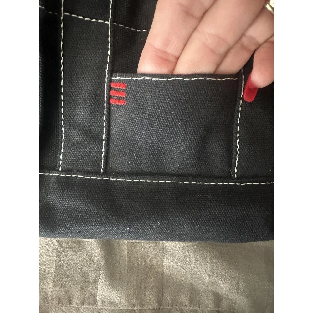 Urban Outfitters BDG Mini‎ Canvas Tote Bag Black White Stitching Crossbody